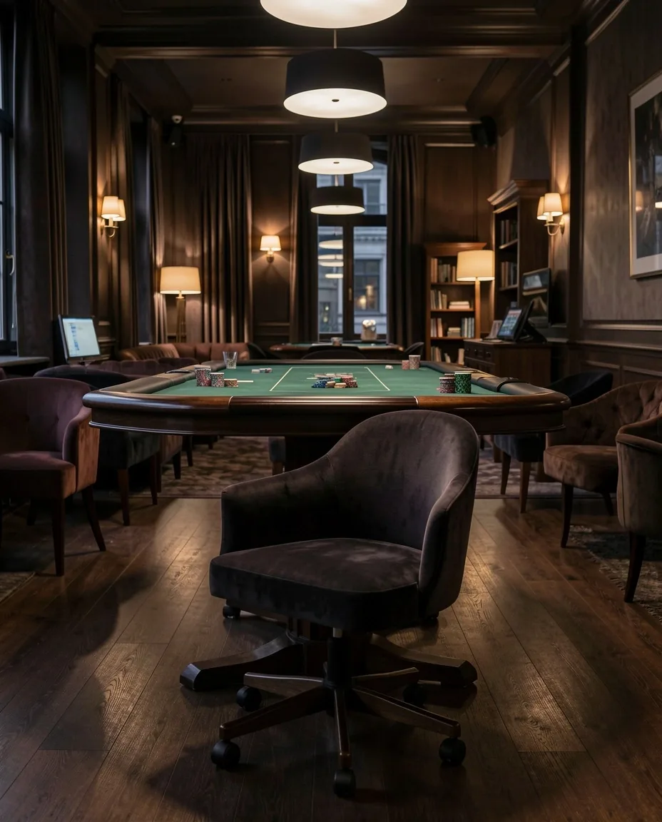 Pusty stół pokerowy w klubie Capitals Houses